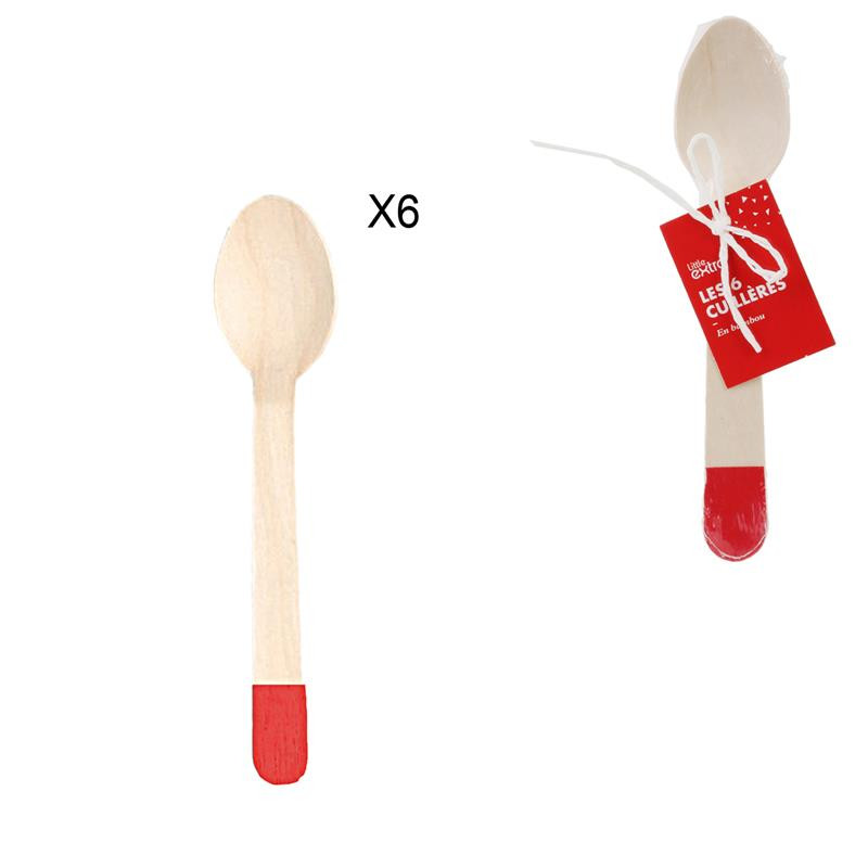 Cuillère de 14cm rouge x6