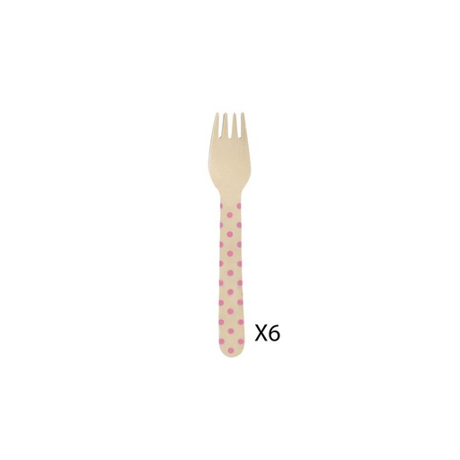 FOURCHETTE 16CM POIS ROSES X6 M48