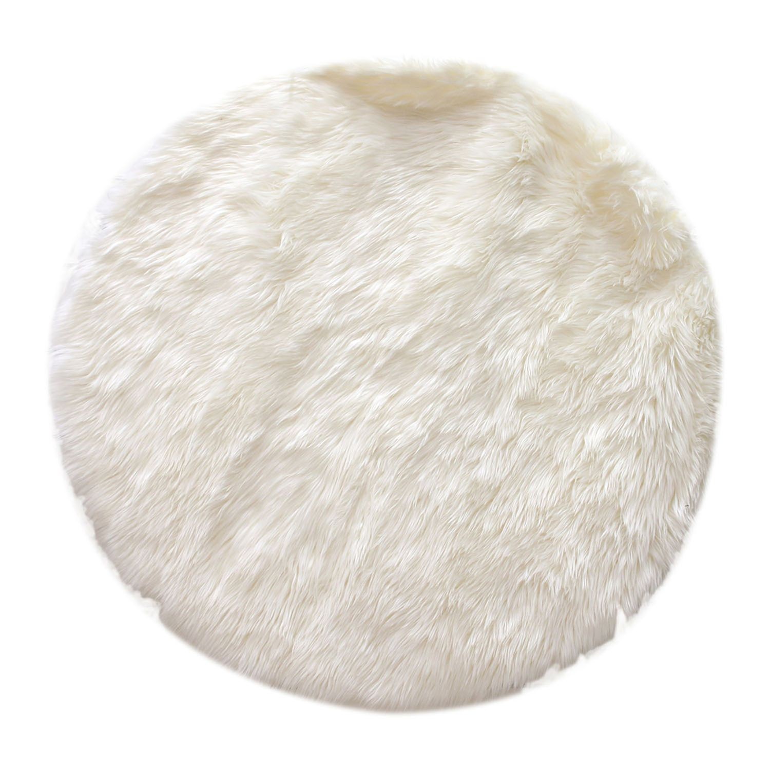 TAPIS ROND IMITATION FOURRURE ECRU 115CM