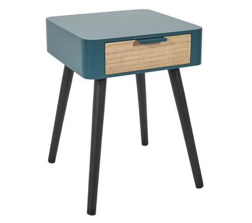 CHEVET 1 TIROIR EN BOIS BLEU CANARD