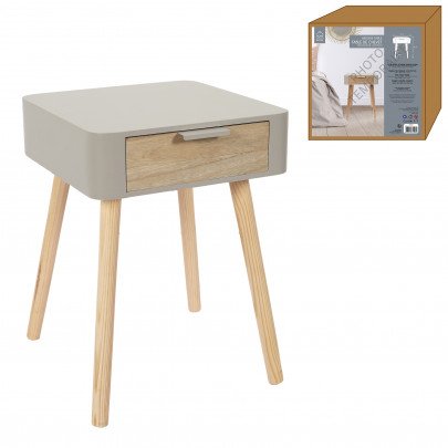 CHEVET 1 TIROIR EN BOIS TAUPE